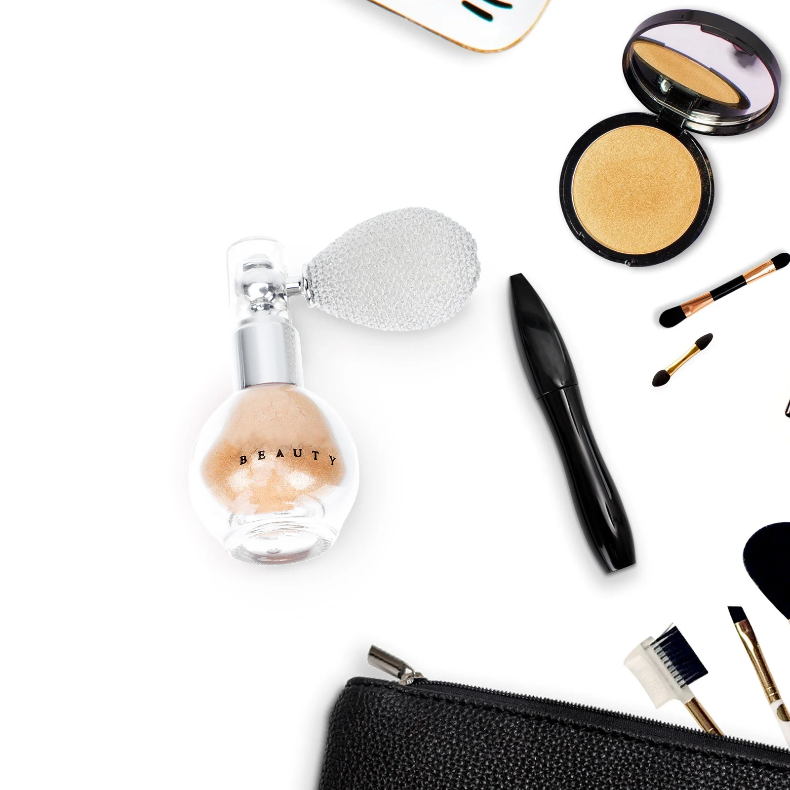 สเปรย์ไฮไลท์เตอร์แต่งหน้าอเนกประสงค์แบบผงกลิตเตอร์สีทอง ขวดสวยงาม พกพาสะดวกสำหรับงานแต่งงาน งานพรอม และบนเวที