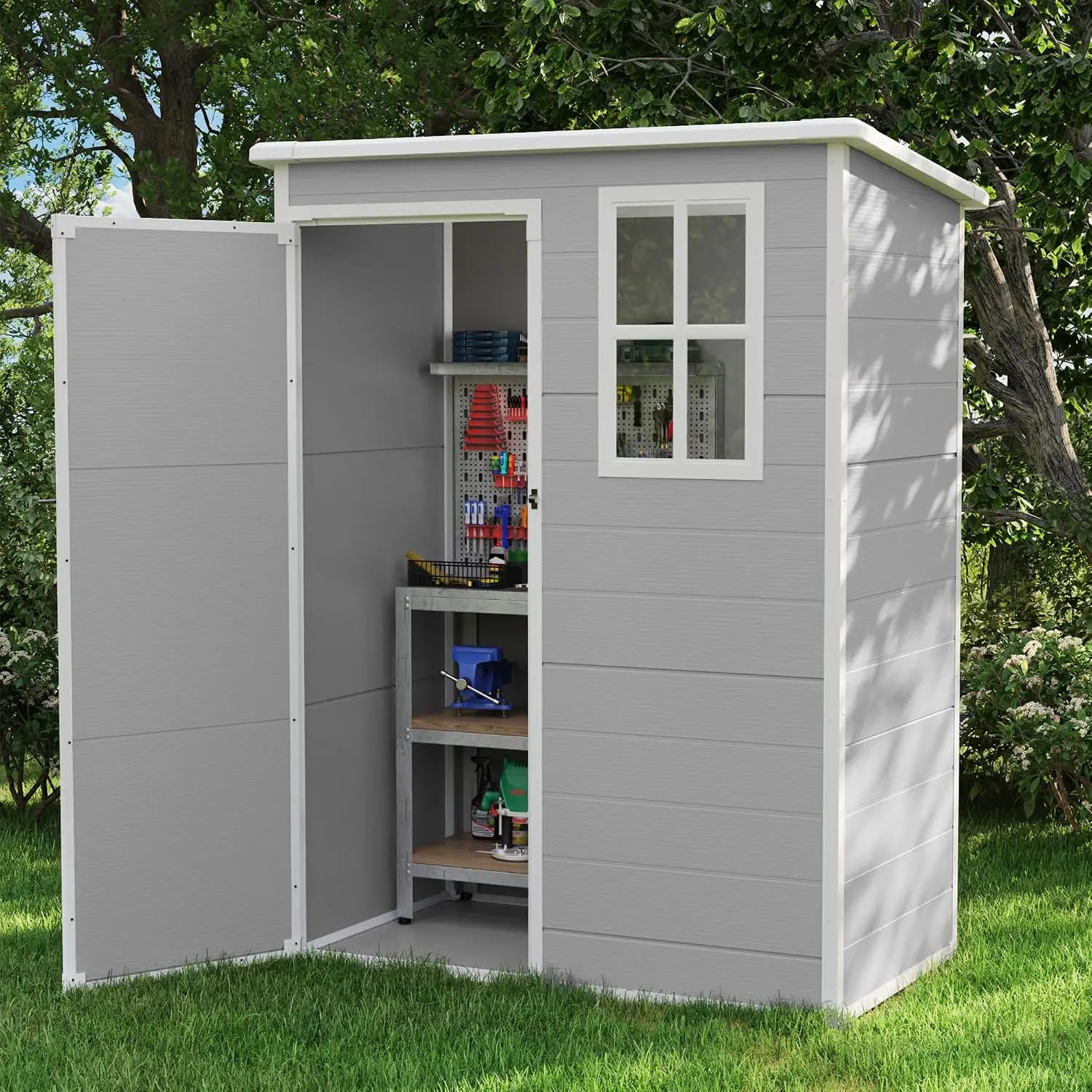 5x3 FT Outdoor Storage Shed Resin Garden Shed with Floor, Customized - view 2