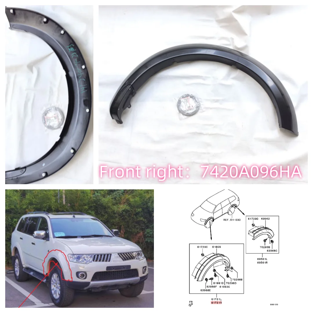 Front Right Fender Wheel Arch Surround Decorative Panel Mudguard For Pajero Sport KG5W KH6W 7420A096 7420A096HA (Need To Paint)