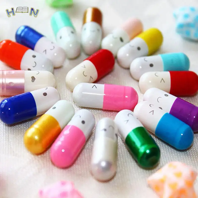 50 pcs/lot Pill Capsule Message Letter Kawaii Emoticon Smile Pill Love Blank Message Capsule Envelope Letter Paper for Children