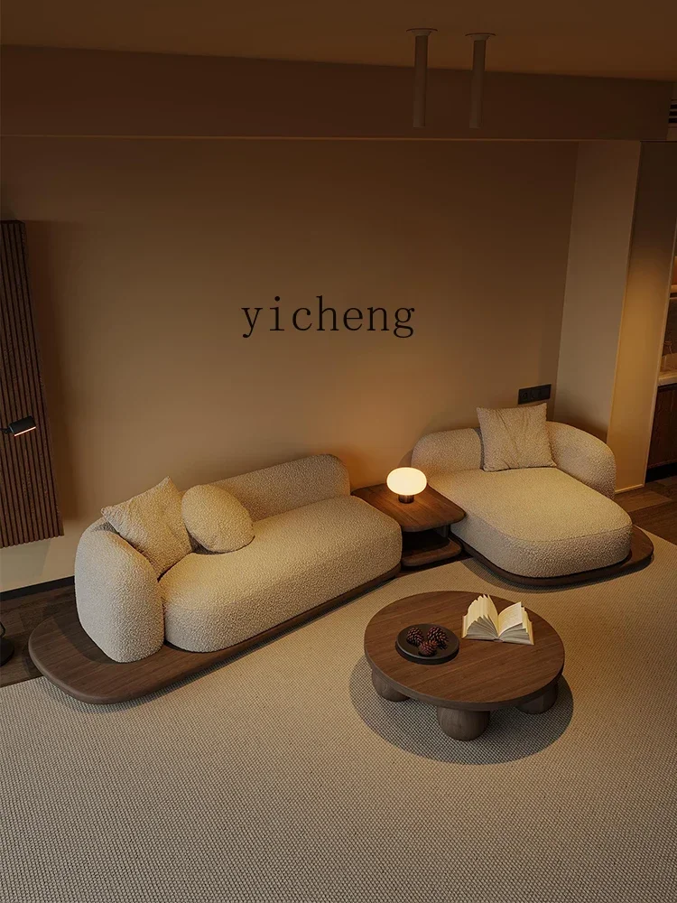 ZK technology cloth sofa wabi sabi mid-ancient style special-shaped corner module combination platform side few ideas