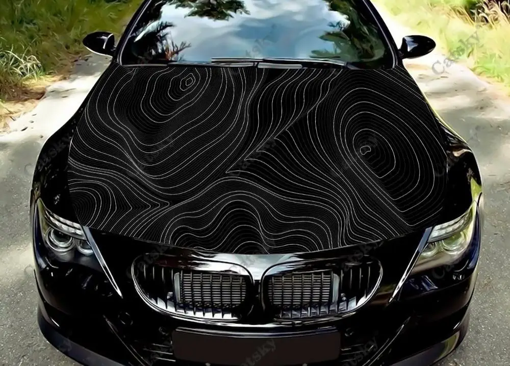 Contour Line Car Accessories Hood Vinyl Stickers Wrap Engine Cover Decal Sticker Universal Car Hood Protective Film Decoration