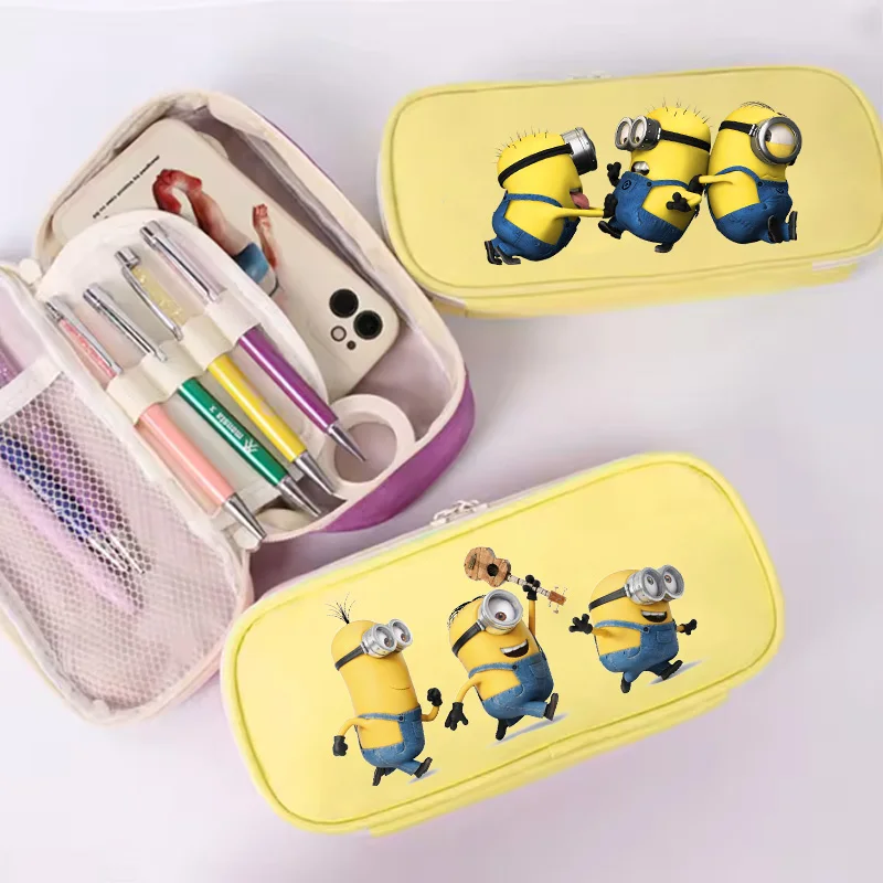 

Minions Pen Bag Boy Girl Cartoon Anime Pen Pouch Student Fashion Stationery Case Large Capacity Pencil Pouch Back To School Gift