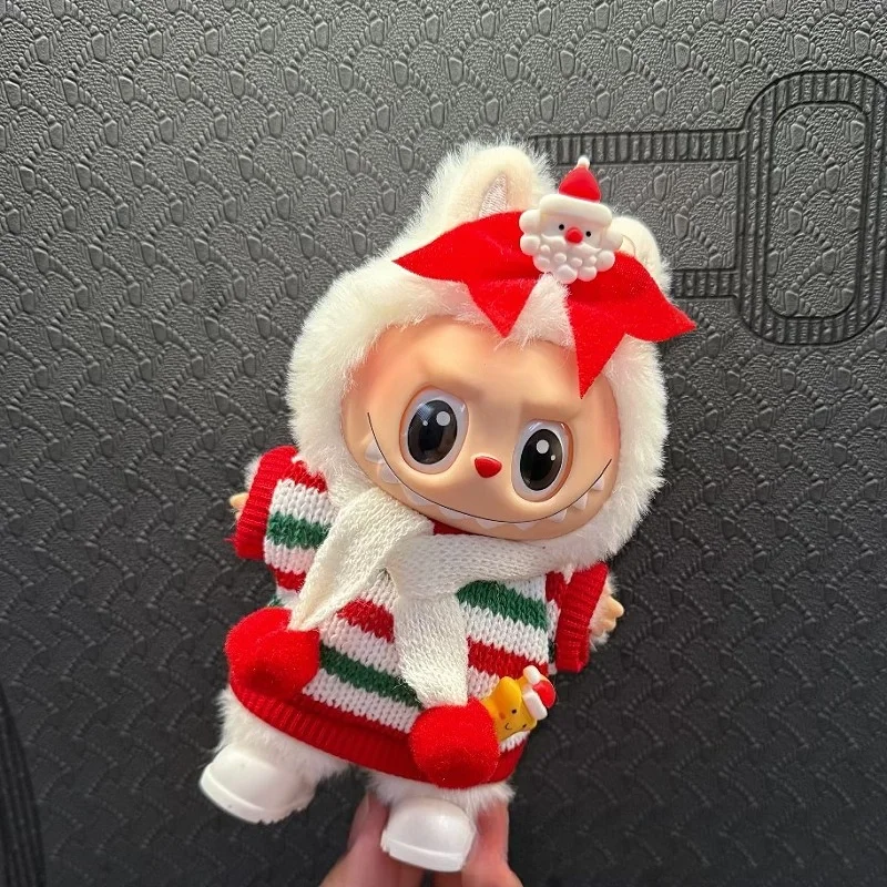 ملابس عيد الميلاد لـ Labubu 17 سنتيمتر اكسسوارات عيد الميلاد الزي دعوى ل Labubu كبير في الطاقة دمية عطلة وتتسابق الملحقات