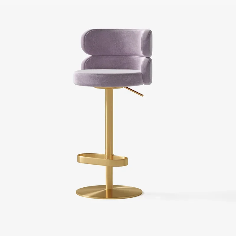 For Modern Luxury Stainless Steel Lift Swivel Backrest High Stool Velvet Bar Stool Bistro Bar Chair for Home Cafe Furniture view 2