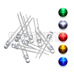 100pcs 3mm LED Diode Ultra Bright Warm White Red Green Blue Purple Yellow Orange Pink 2V 3V Multicolor Emitting Assortment