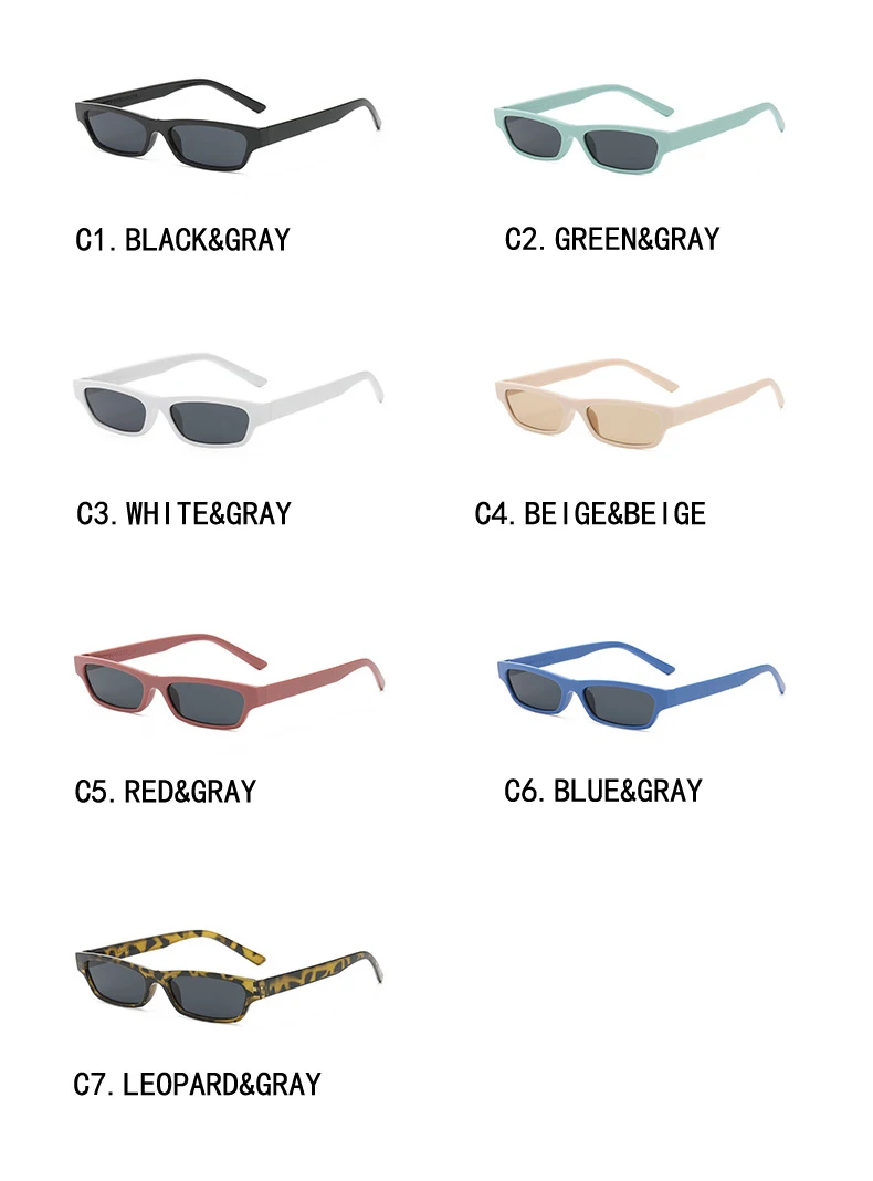 Kleine Rechteck Sonnenbrille Frauen Neue Retro Quadrat Schmale Rahmen Sonnenbrille Trendy Vintage Streetwear Brillen UV400 – Detail 8