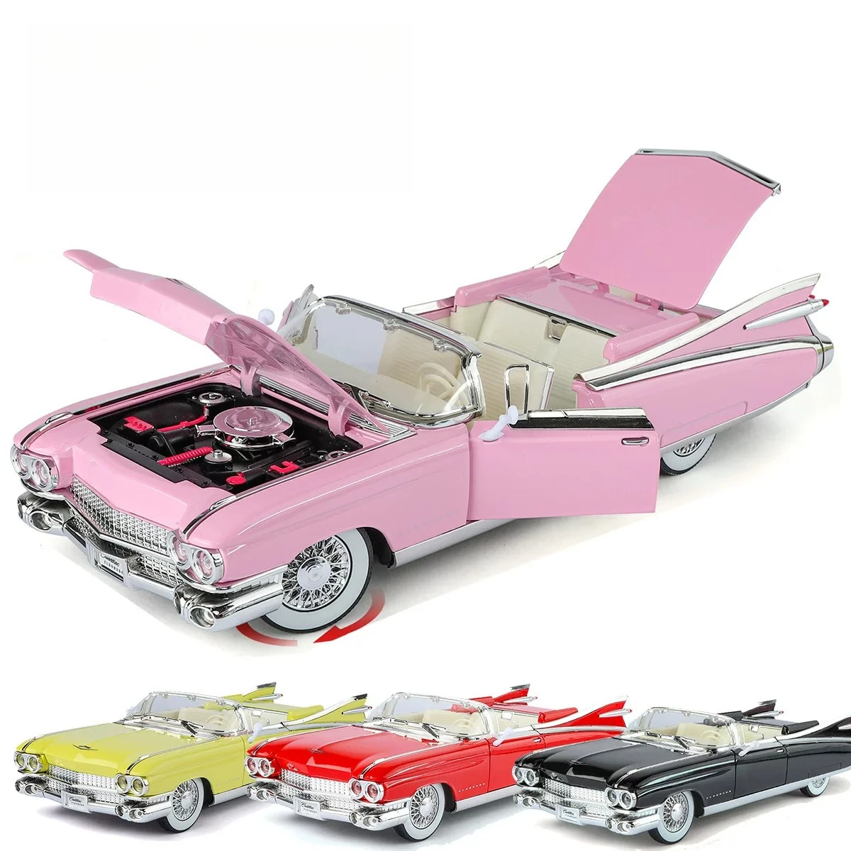 

1:24 Big Rocket Retro 1959 Classic Alloy Car Model Diecasts Metal Sound Light Model Simulation Collection Boys Toy Gift