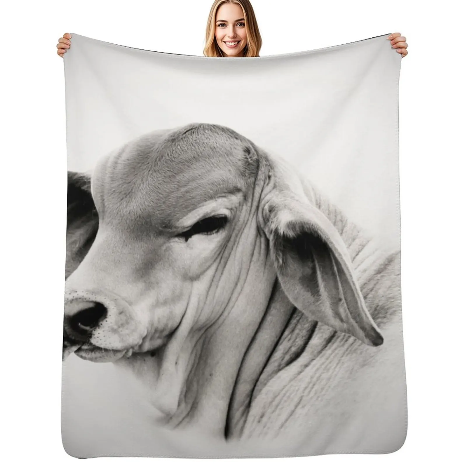 BRAHMAN CALF, PORTRAIT, WALL ART Manta ligera y cálida para uso en interiores y exteriores
