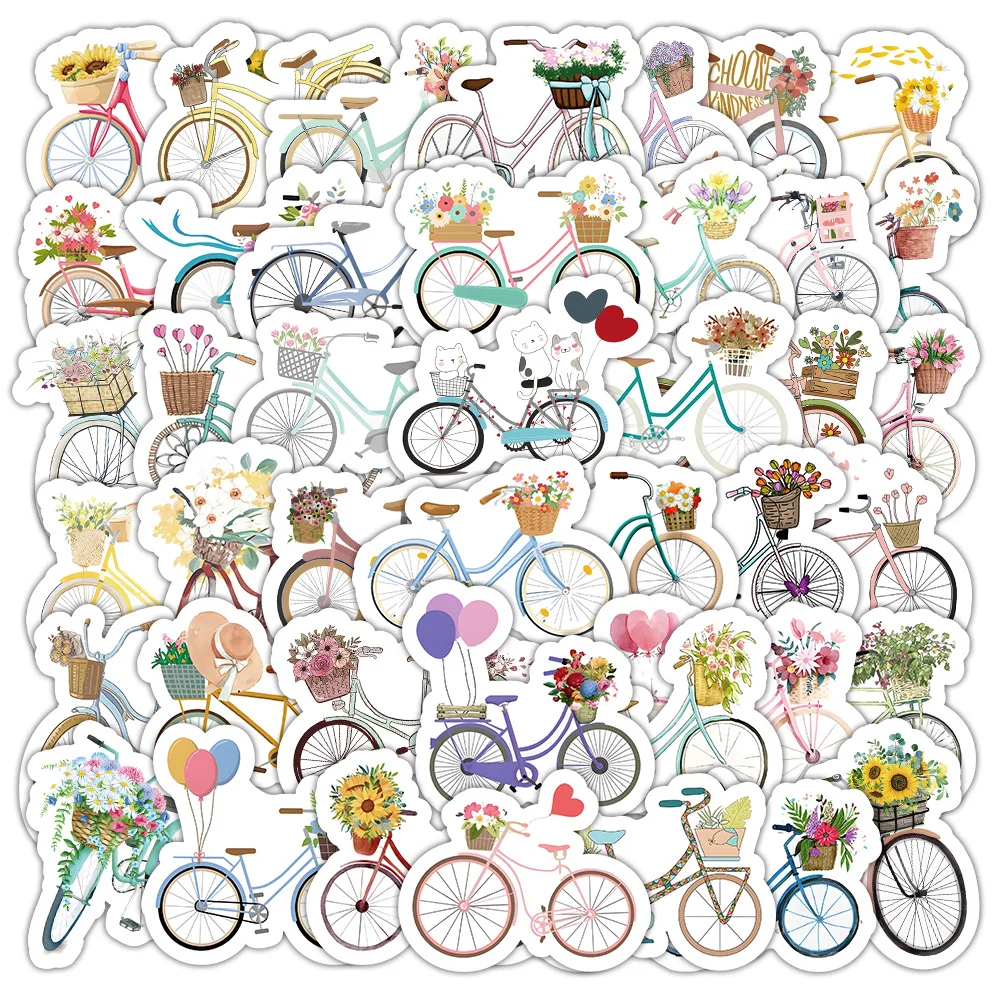 10/30/53PCS Bicycle Cartoon Stickers Smallfresh Graffiti Sticker DIY Diary Scrapbook Laptop Phone Guitar Bike Aesthetics Decals