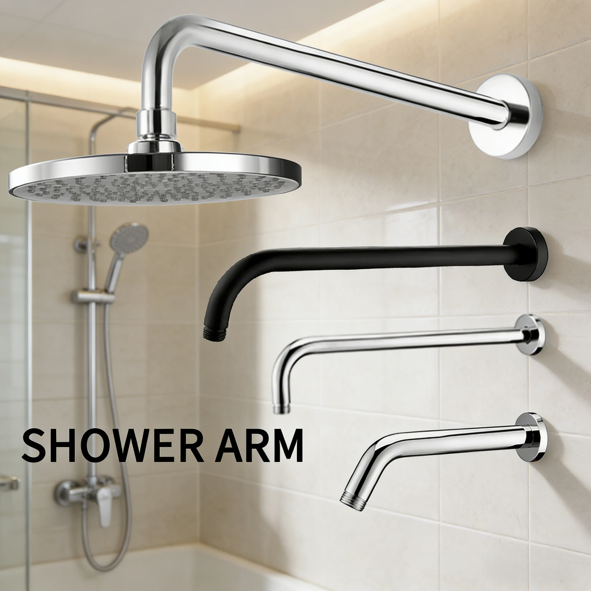 

Настенный кронштейн для душа, хромированная/матовая черная насадка для душа, набор насадок для душа в ванной комнате