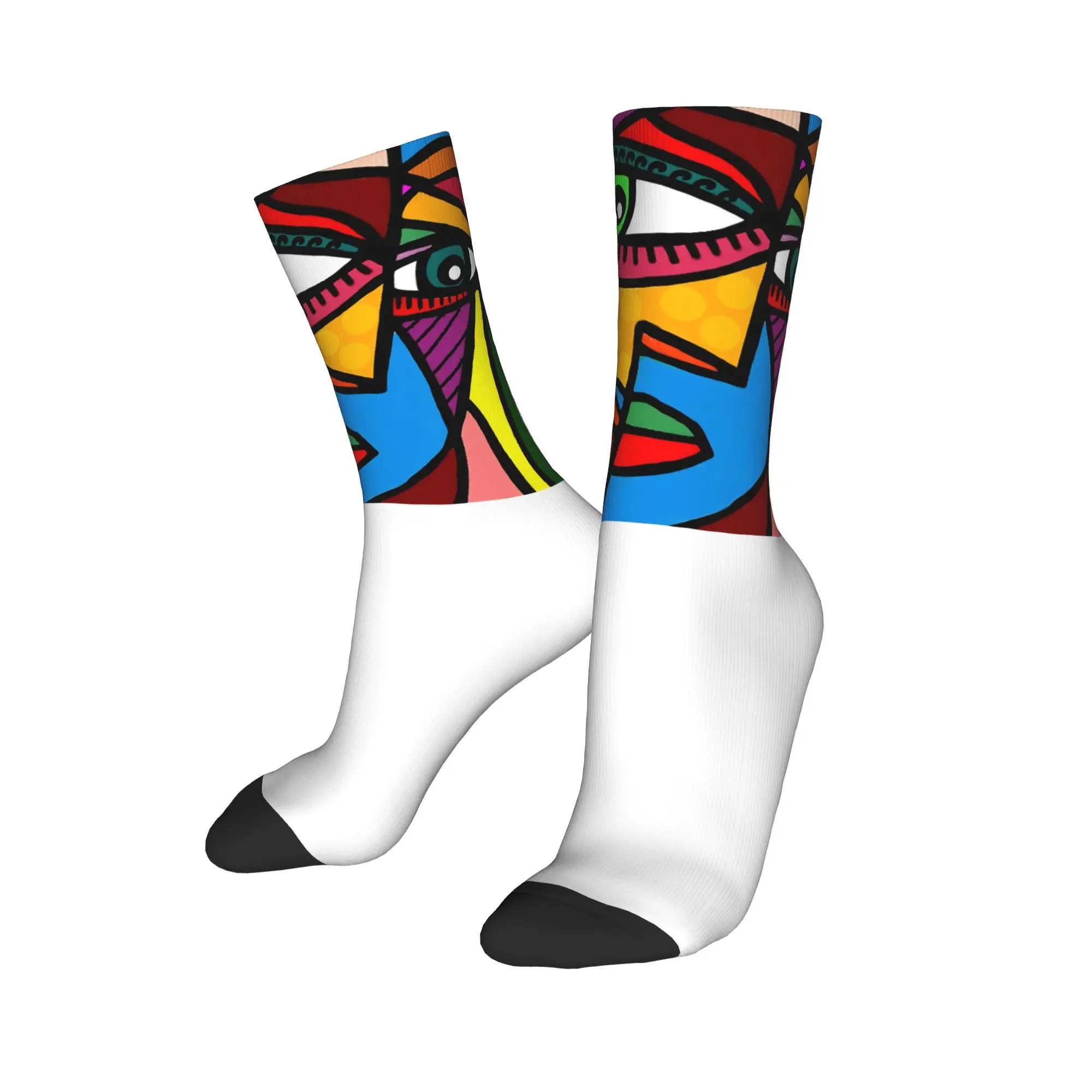 

Fashion Men's Socks Harajuku Picasso Funky Abstract Face Sock Polyester Sport Women Socks Spring Summer Autumn Winter,