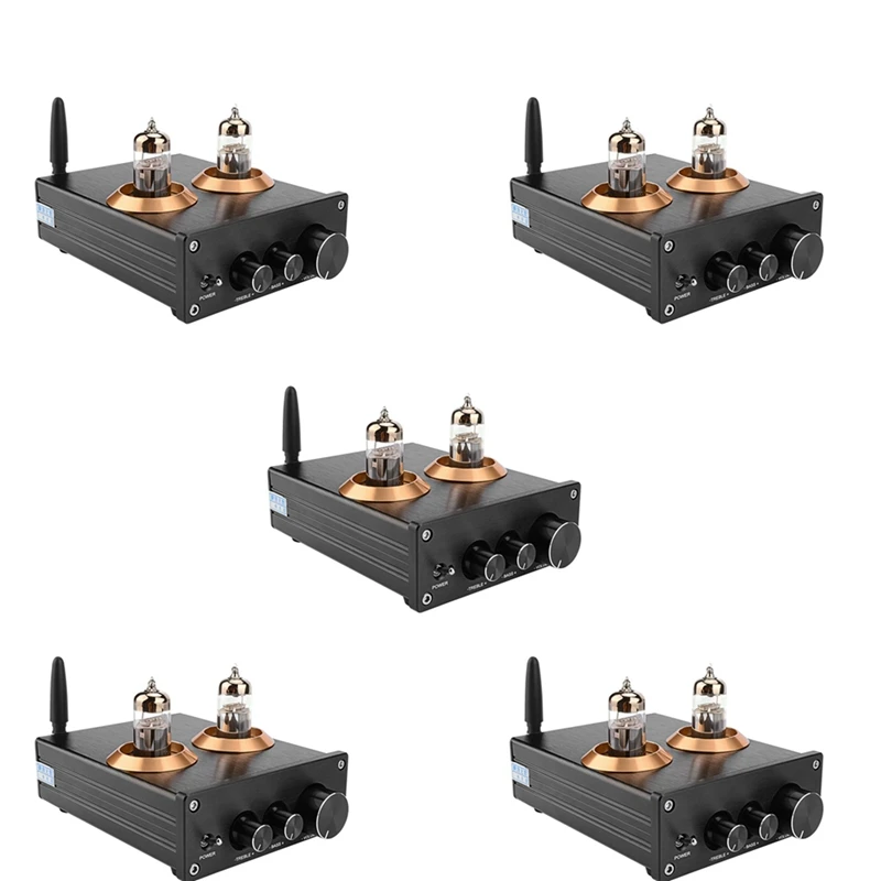 

5X Buffer Hifi 6J5 Bluetooth 4.2 Tube Preamp Amplifier Stereo Preamplifier With Treble Bass Tone Ajustment(Black)