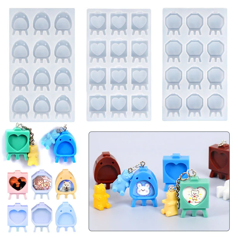 DIY Mini Photo Frame Silicone Mould Mobile Phone Case Pendant Decorations Fridge Magnet Resin Casting Mould