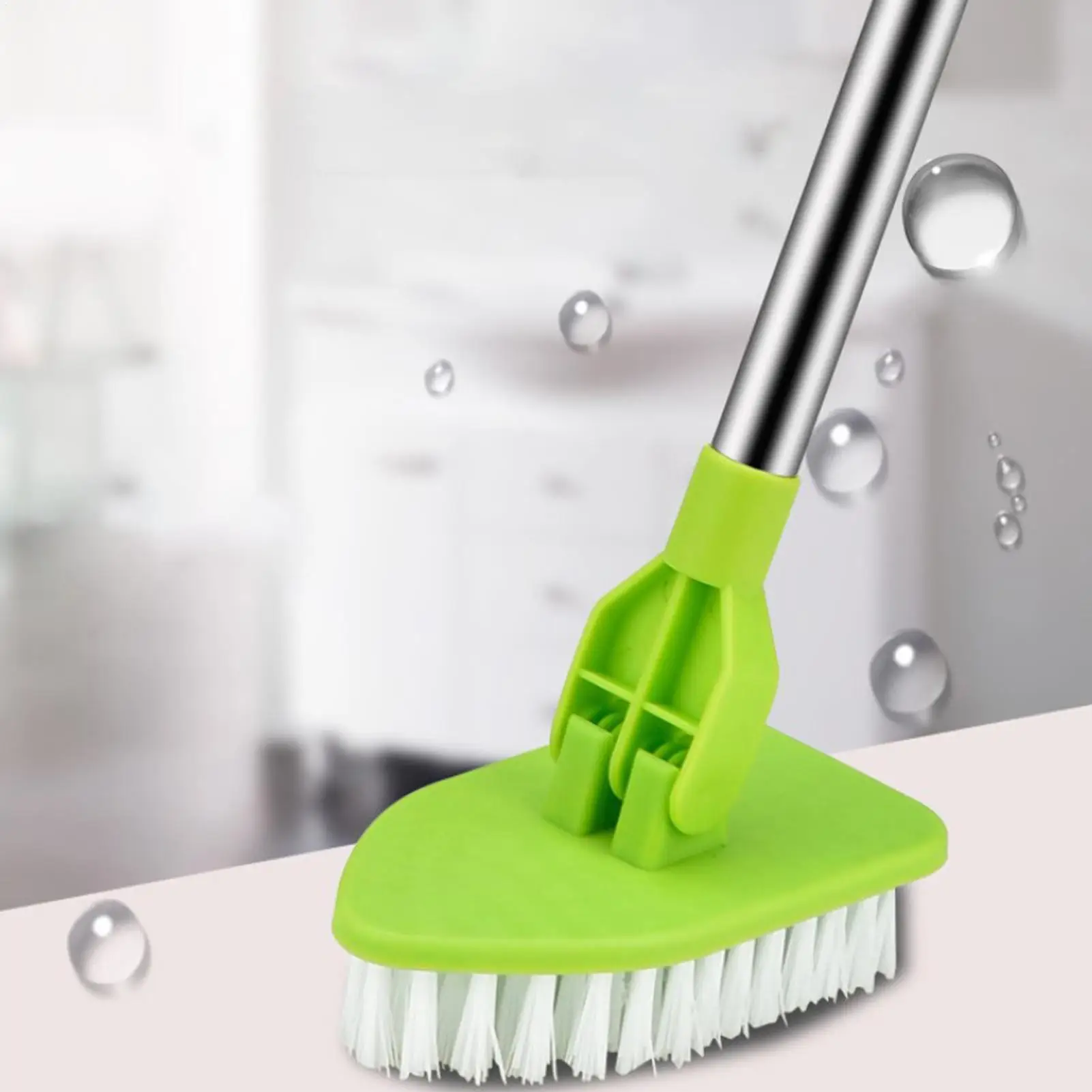 Bathroom Floor Scrubber Brushes With Adjustable Head Triangular Floor Cleaning Sponge Brushes Extendable Tile Scrubber