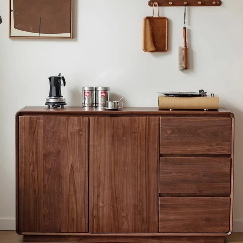 

Black walnut solid wood, new Chinese-style medieval side cabinets, Nordic lockers, living room wall storage cabinets