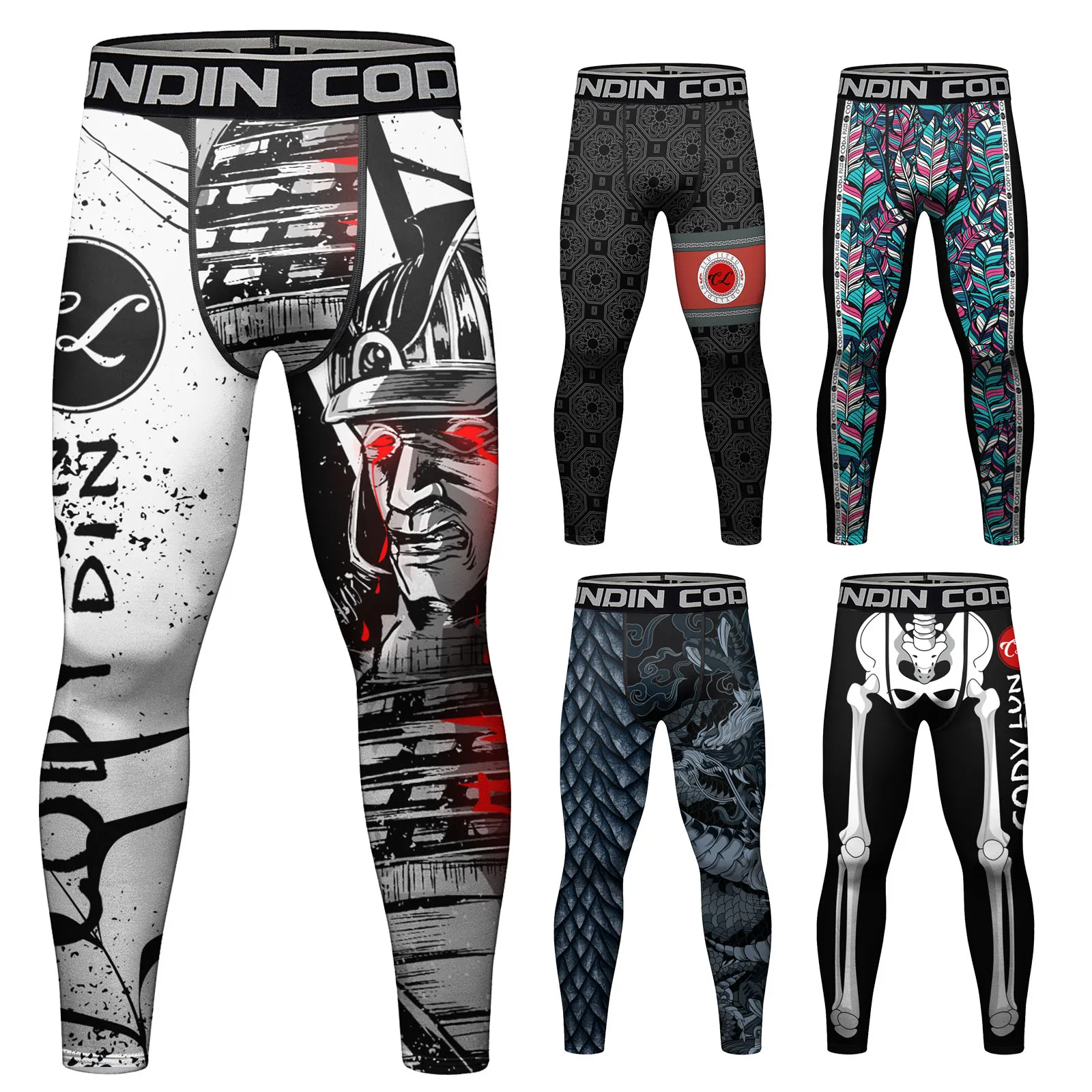 

Cody Lundin Men Grappling Compression Pants Strapless Legging Running Custom Muay Thai Jiu Jitsu BJJ Spats Fitness Trousers Men