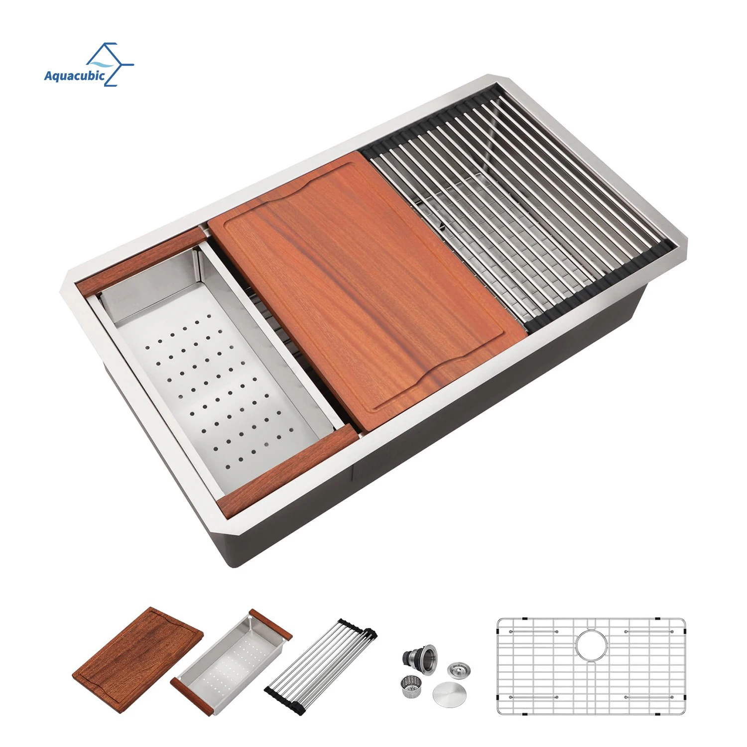 

Kitchen Sink 32 Inch 304 Stainless Steel Undermount Deep Workstation Basin Kitchen Sink With Ledge