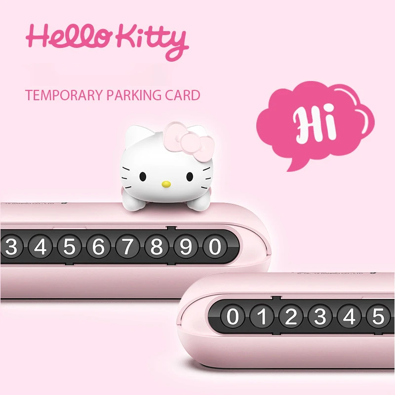 

Kawaii Sanrio Car Parking and Moving Contact Number Plate Hello Kitty Cartoon Car Decoration Decoration Accessories Cute Gift