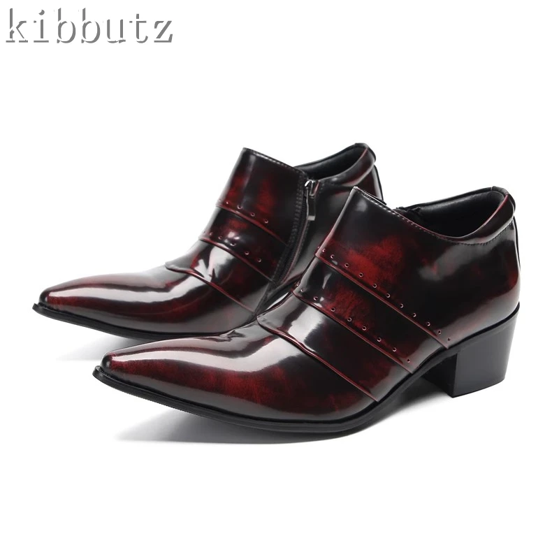 Zapatos de tacón alto con punta puntiaguda para hombre, calzado informal de fiesta, diseño de marca, para banquete, de cuero genuino, Size37-48