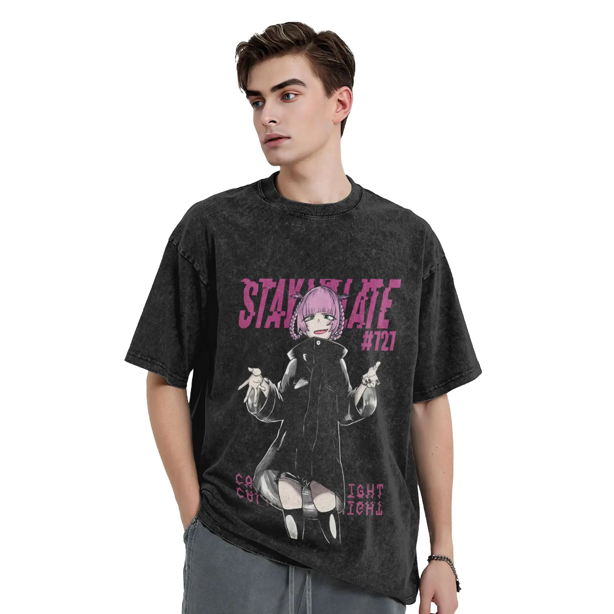 Casual Call of the Night Nazuna T-Shirt for Men Round Neck 100% Cotton Washed T Shirt  Short Sleeve Tees Original Clothing