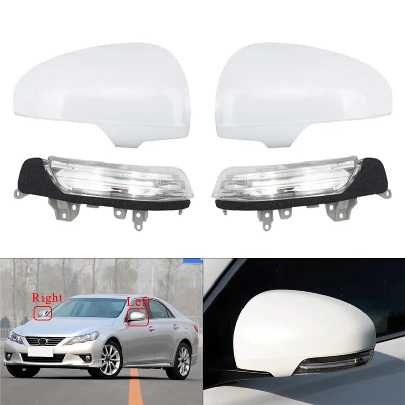 Car Front Right Rear View Mirror Cover Cap with Turn Signal Flashing for Toyota REIZ Prius 2010 2011 2012