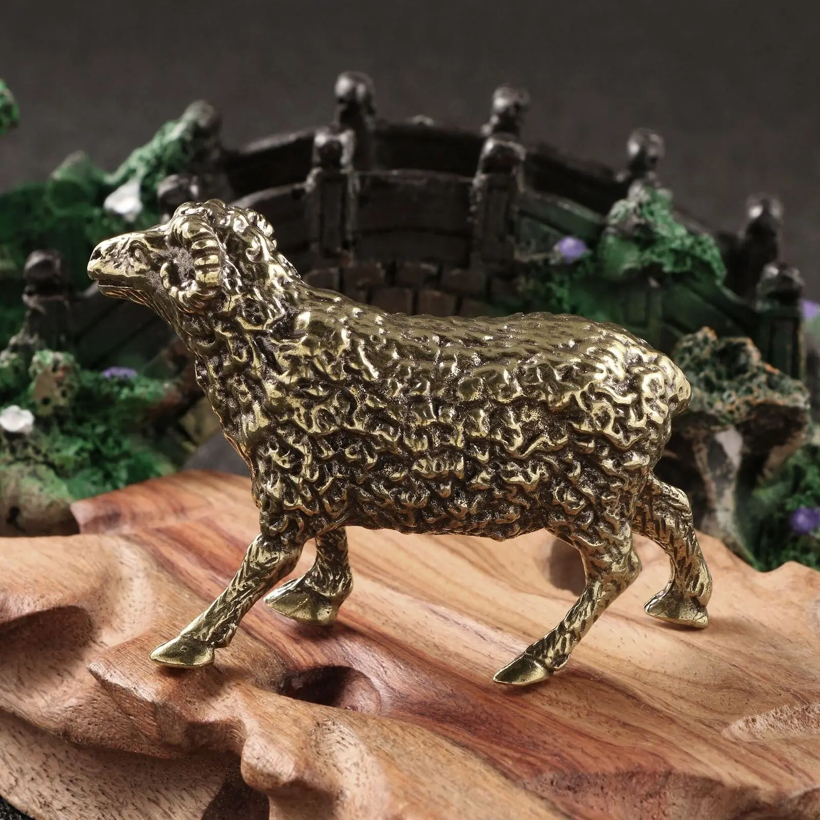 

Solid Brass Sheep Figurine Small Statue Home Ornament Figurines Collectibles