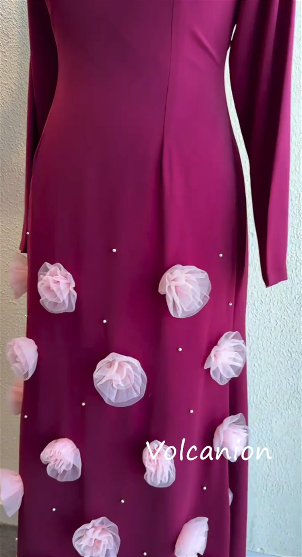 Personalizado pastrol jérsei flor a linha gola alta vestidos longos sob medida ocasião estilo chinês requintado