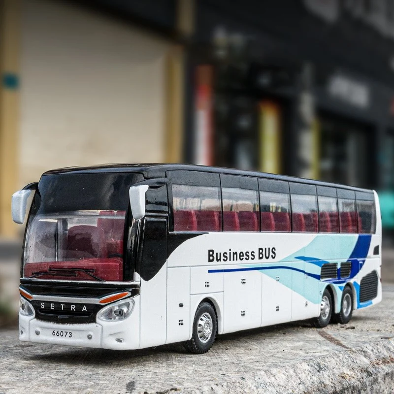 نموذج فاخر لحافلة رجال الأعمال في المطار نموذج سيارة مصنوع من المعدن لعبة معدنية نموذج حافلة المرور في المدينة نموذج صوت خفيف هدية للأطفال #1