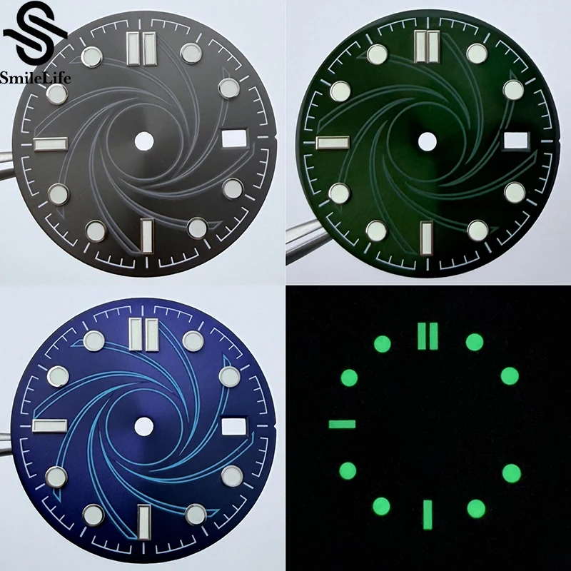 

SmileLife 31mm Watch Dial Green Luminous Watch Faces with Calendar Window for ETA2836/2834/DG2813 Movement Watch Accessories