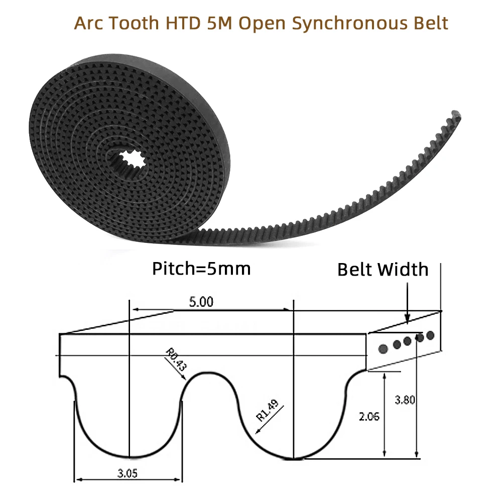 Arc Tooth HTD 5M Open Synchronous belt Width 10/12/15/20/25/30mm Rubber fiberglass Neoprene HTD5M Open Timing Belt pulley CNC