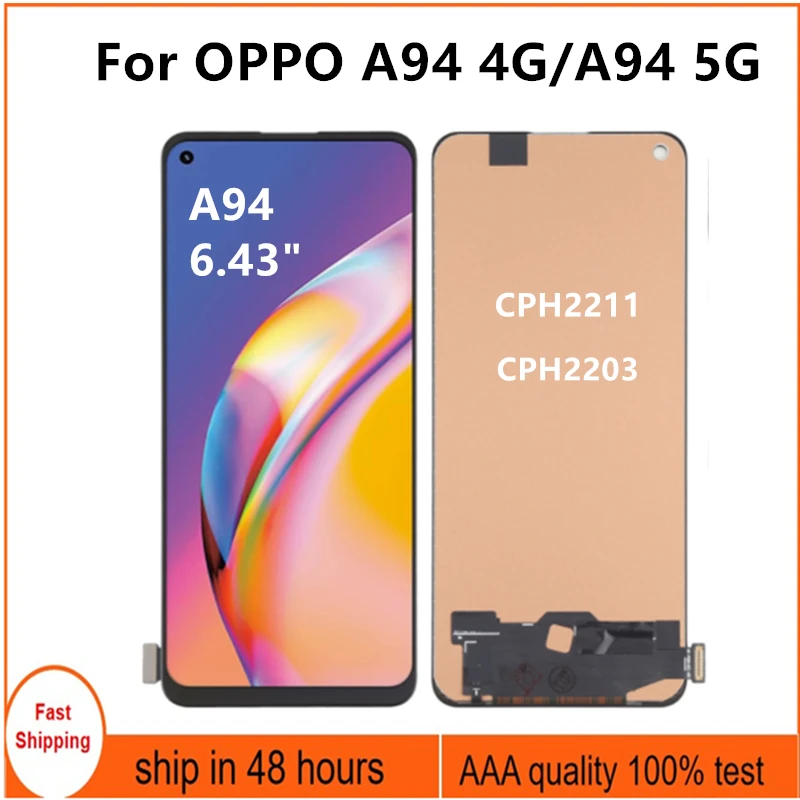 

ЖК-дисплей 6,43 "TFT для OPPO A94 5G CPH2211, ЖК-дисплей, сенсорный экран, дигитайзер, сборка, замена для Oppo A94 4G CPH2203 LCD