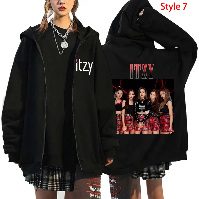 Kpop Itzy Fashion Men Women Zipper Hoodie Sweatshirt Harajuku Autumn Winter Long Sleeve Fleece Oversized Y2k Zip-up Jacket Coats