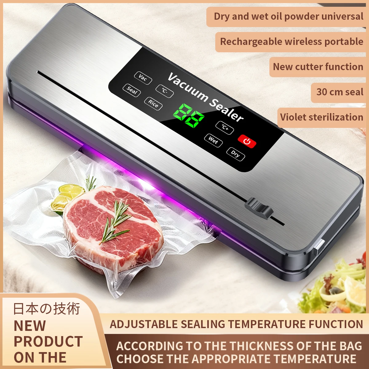 seladora-a-vacuo-portatil-recarregavel-de-30cm-com-display-de-contagem-regressiva-e-botoes-a-prova-d'Agua