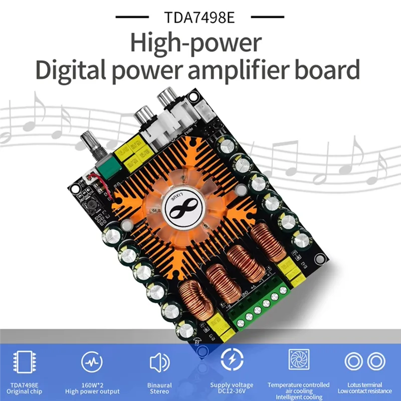 3 Pz TDA7498E 2.0 Modulo Stereo HIFI Scheda Amplificatore di Potenza Digitale 160 Wx2 220 W Ad Alta Potenza BTL Supporto Ventola di Raffreddamento-Y47A