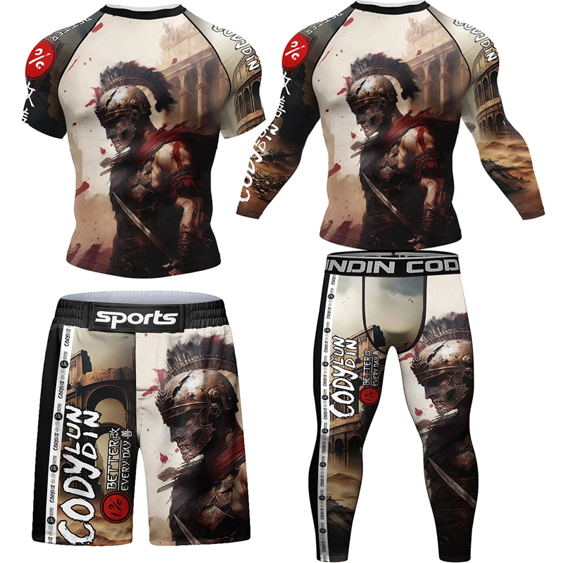 

Rashguard Kimono Jiu Jitsu Mma T-shirt+Pant 4Pcs/Set For Men MMA Muay thai Shorts Bjj Gi Rash guard Gym Boxing Jerseys Tracksuit