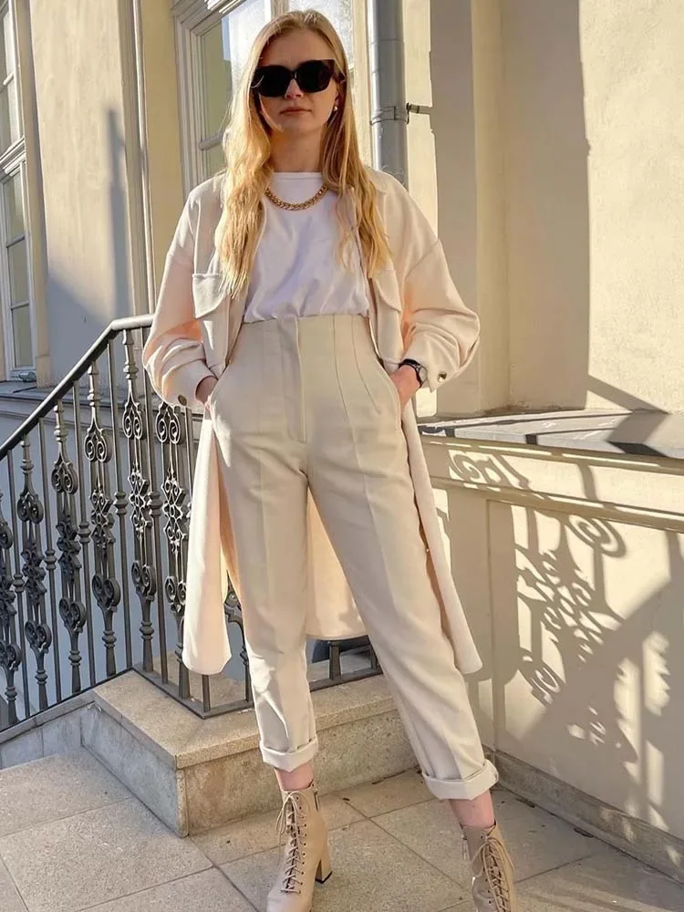 Willshela 2023 Pencil Women Pants High Waist Pants for Women With Seam Detail Streetwear Woman Ankle Trousers Autumn Office Pant
