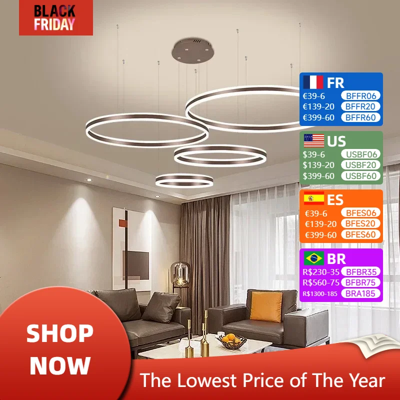 

Modern Lamps for Living Room Kitchen Ring Lustre Decoration Luxury Ceiling Chandelier Led Lights Indoor Bedroom Home-appliance