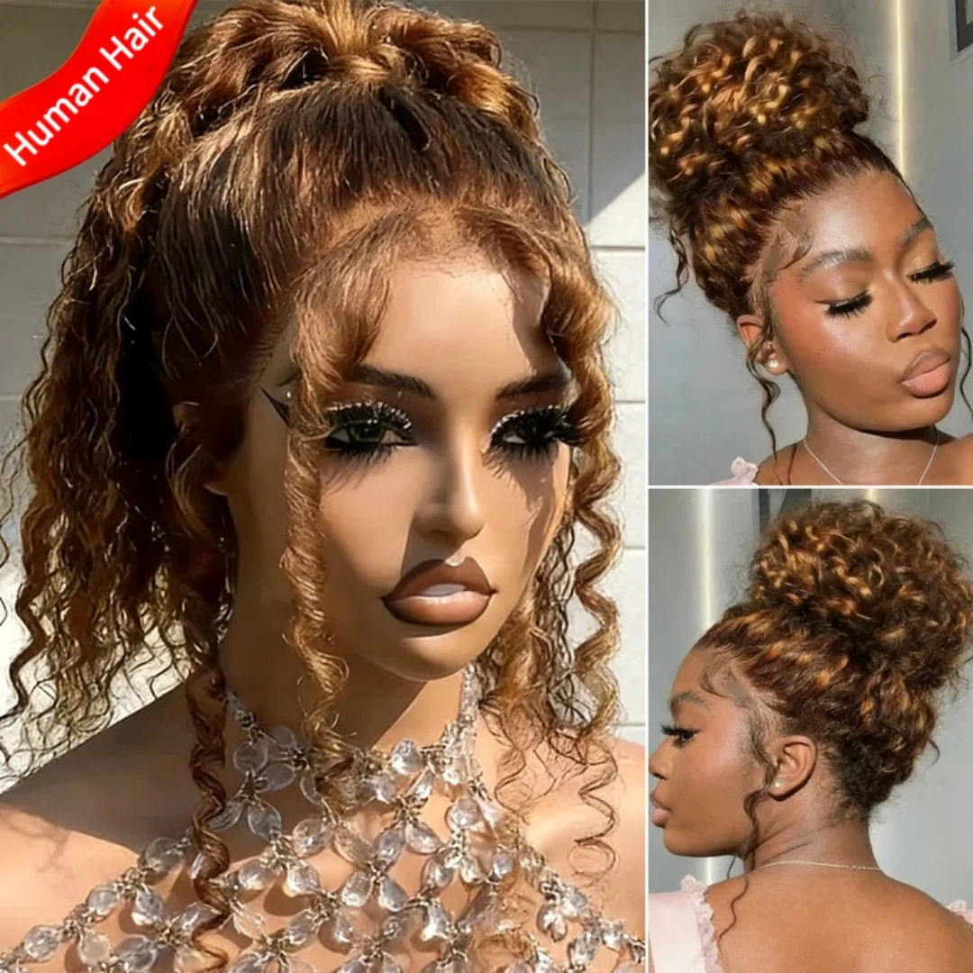 Peluca Smilegirl de 28 pulgadas, 427 mechones, con encaje frontal 360, cabello humano rubio miel, encaje HD, con cordón ajustable, cabello virgen peruano, para fiestas y uso diario.