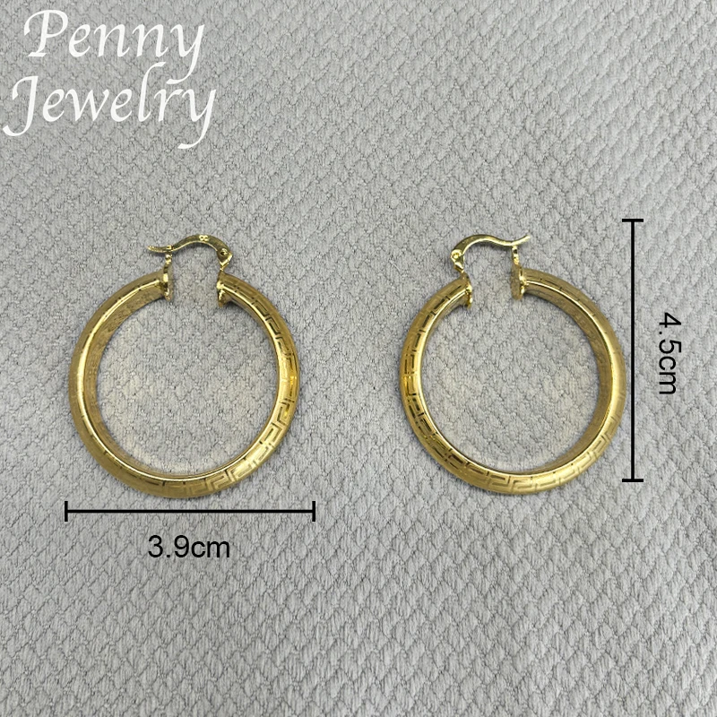 Trendy 18K Gold Plated Hoop Earrings for Women Copper Vintage Circle Earring Party Wedding Gifts Italian African Jewelry Sets