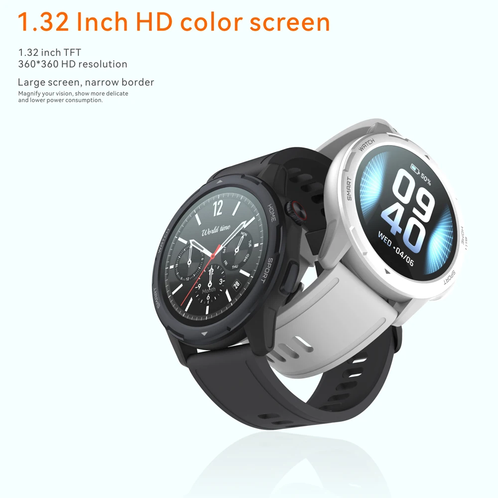 Reloj inteligente MW04, dispositivo resistente al agua, con pantalla de 360x360 de resolución, control del ritmo cardíaco y del sueño, Bluetooth y llamadas