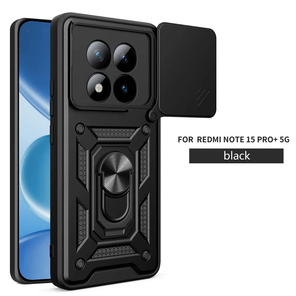 Stoßfeste Panzerhülle für Redmi Note 15 Pro / + Autohalterung Handyhülle für Redmi Note 15 4G 5G Kameraobjektivschutz Fundas