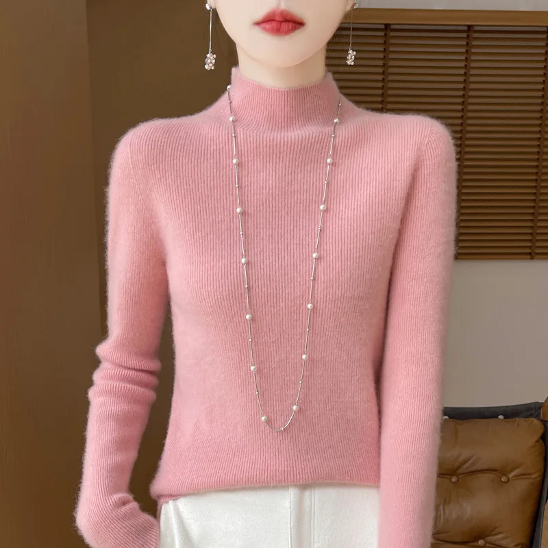 High neck sweater seamless one-piece base shirt for women's autumn and winter simple slim fit long sleeved inner knit sweater