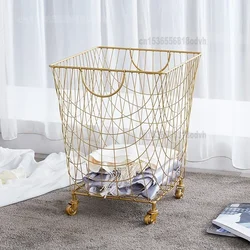 Nordic Wrought Iron Storage Basket, Sliding Shelves, Laundry Basket, Large Storage Rack for Bedroom, Efficient Organizer