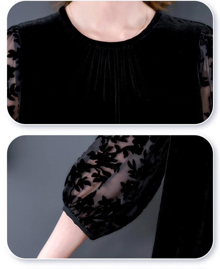 2022 Autumn And Winter New Large Size High-End Hollow Three-Quarter Sleeve Dress Gold Velvet Silk Loose Fashion Long Skirt