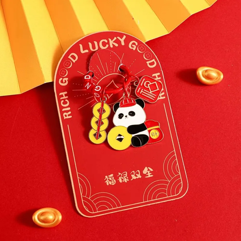 Cute Chinese New Year Key Chain God of Fortune Backpack Pendant Metal Keychain Hanging Lucky Doll Cartoon Key Ring Car Key Chain