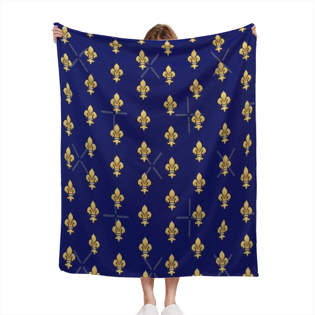 

Royal Fleur de Lys Blue Thin Blanket Fluffy Soft Bedroom Decor Sofa Blankets Comforter Home and Decoration Summer Blanket