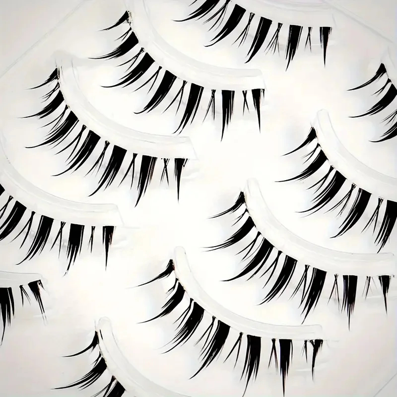 5 pairs of thick natural false eyelashes with transparent stems for big demons, high-quality, lightweight, and comfortable to we