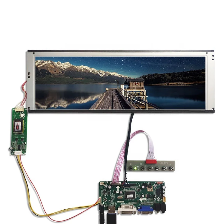 20-Pin lvds liquid crystal display connector 1280 * 390 thin film transistor stretch strip liquid crystal ccfl backlight