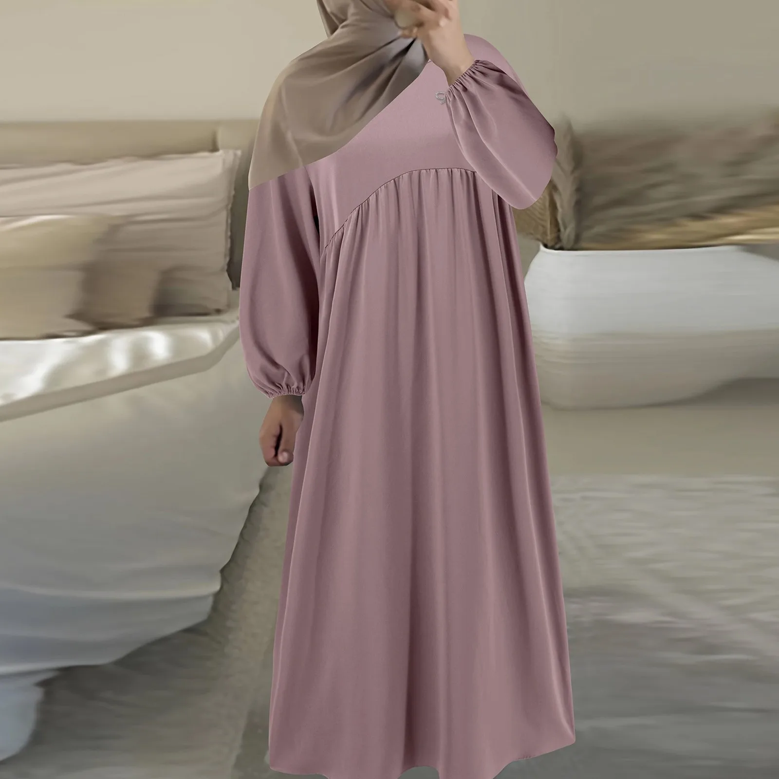 

Muslim Abaya Long Dress for Women Crepe Loose Islamic Clothing Prayer Elegant Dresses Dubai Turkish Traditional Robe